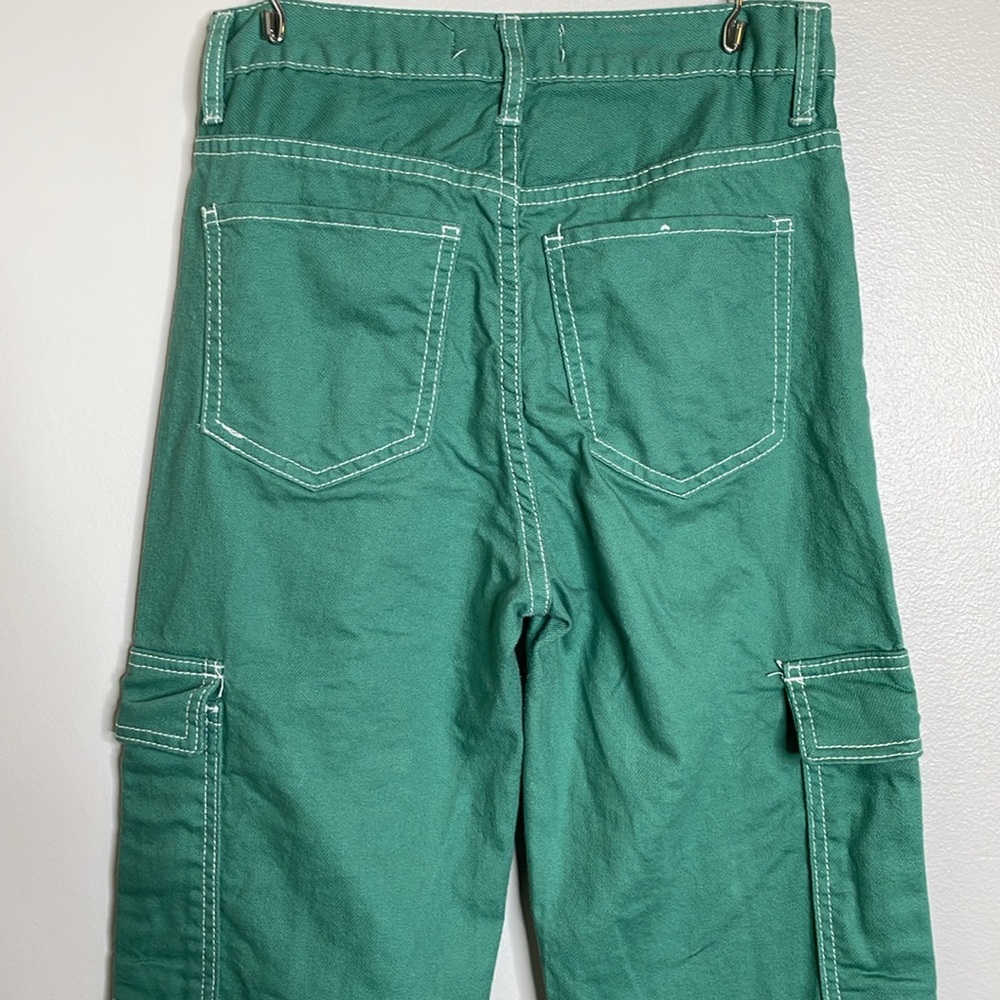 S.O.N.G 90’s Boyfriend Cargo Pants High Rise Green Size 1/25 - Picture 7 of 15